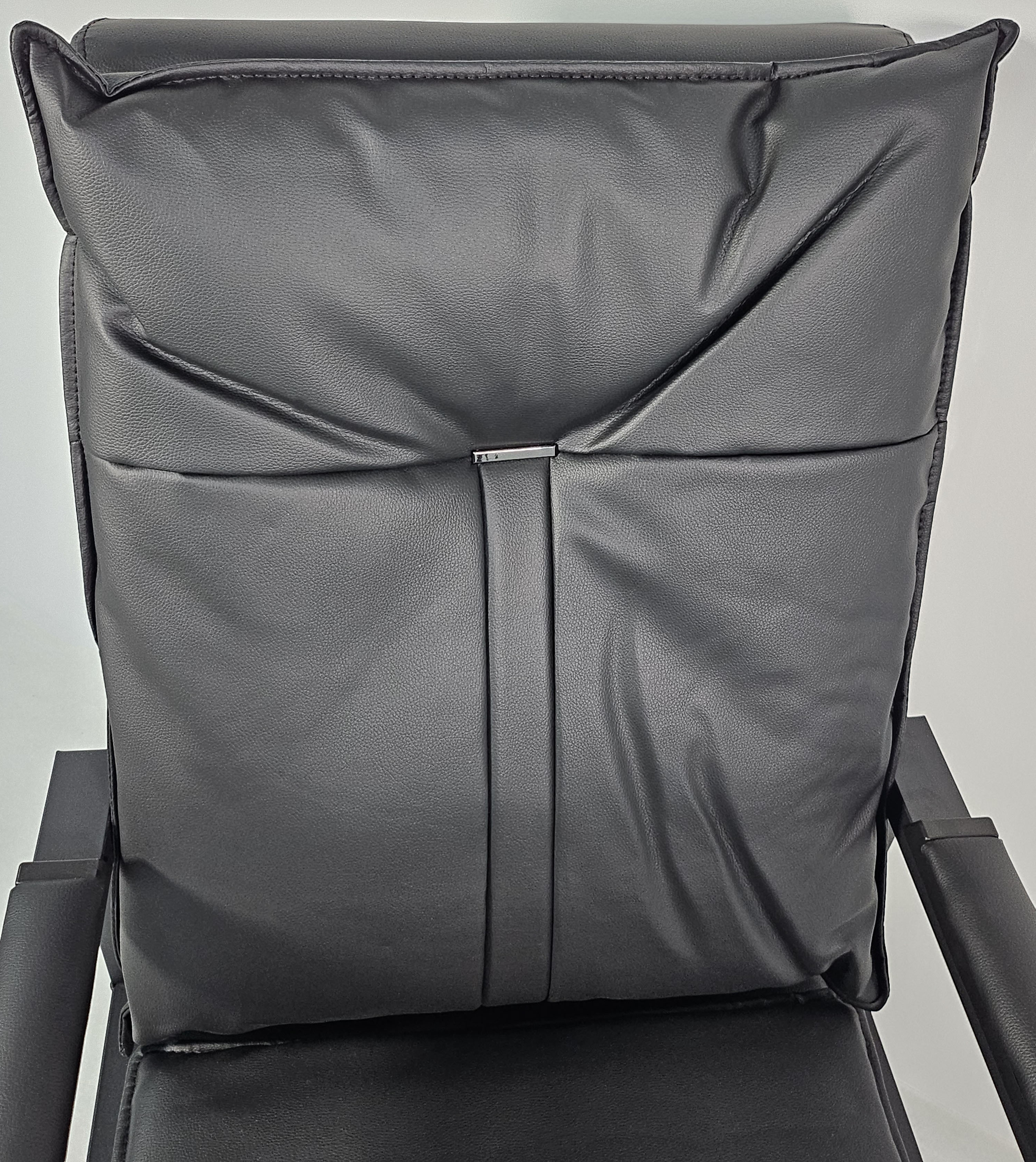 Black Leather Visitor Chair with Steel Frame - 012